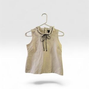 J. Crew Cream Blouse with Black Bow Accent